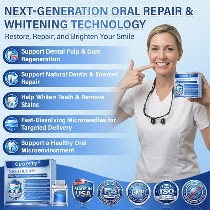 Your Smile🦷Ceoerty® Tooth & Gum Repair Fast-Dissolving Microneedle Patch✨ (𝟓-𝐢𝐧-𝟏 💎 𝐑𝐞𝐛𝐮𝐢𝐥𝐝 𝐄𝐧𝐚𝐦𝐞𝐥 & 𝐃𝐞𝐧𝐭𝐢𝐧 • 𝐒𝐭𝐫𝐞𝐧𝐠𝐭𝐡𝐞𝐧 𝐆𝐮𝐦𝐬 • 𝐄𝐫𝐚𝐝𝐢𝐜𝐚𝐭𝐞 𝐓𝐚𝐫𝐭𝐚𝐫 & 𝐎𝐝𝐨𝐫 • 𝐖𝐡𝐢𝐭𝐞𝐧𝐢𝐧𝐠 • 𝐒𝐭𝐨𝐩 𝐓𝐨𝐨𝐭𝐡 𝐒𝐞𝐧𝐬𝐢𝐭𝐢𝐯𝐢𝐭𝐲)✨