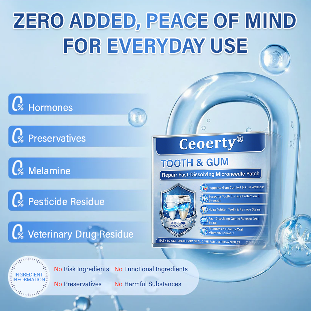 Your Smile🦷Ceoerty® Tooth & Gum Repair Fast-Dissolving Microneedle Patch✨ (𝟓-𝐢𝐧-𝟏 💎 𝐑𝐞𝐛𝐮𝐢𝐥𝐝 𝐄𝐧𝐚𝐦𝐞𝐥 & 𝐃𝐞𝐧𝐭𝐢𝐧 • 𝐒𝐭𝐫𝐞𝐧𝐠𝐭𝐡𝐞𝐧 𝐆𝐮𝐦𝐬 • 𝐄𝐫𝐚𝐝𝐢𝐜𝐚𝐭𝐞 𝐓𝐚𝐫𝐭𝐚𝐫 & 𝐎𝐝𝐨𝐫 • 𝐖𝐡𝐢𝐭𝐞𝐧𝐢𝐧𝐠 • 𝐒𝐭𝐨𝐩 𝐓𝐨𝐨𝐭𝐡 𝐒𝐞𝐧𝐬𝐢𝐭𝐢𝐯𝐢𝐭𝐲)
